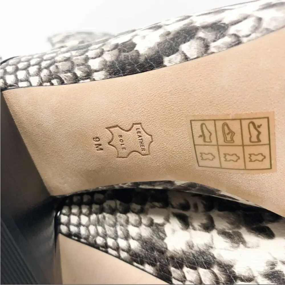 NEW Tory Burch Kira 70MM Bootie Stamped Snake Leather Grey Black in Warm Roccia